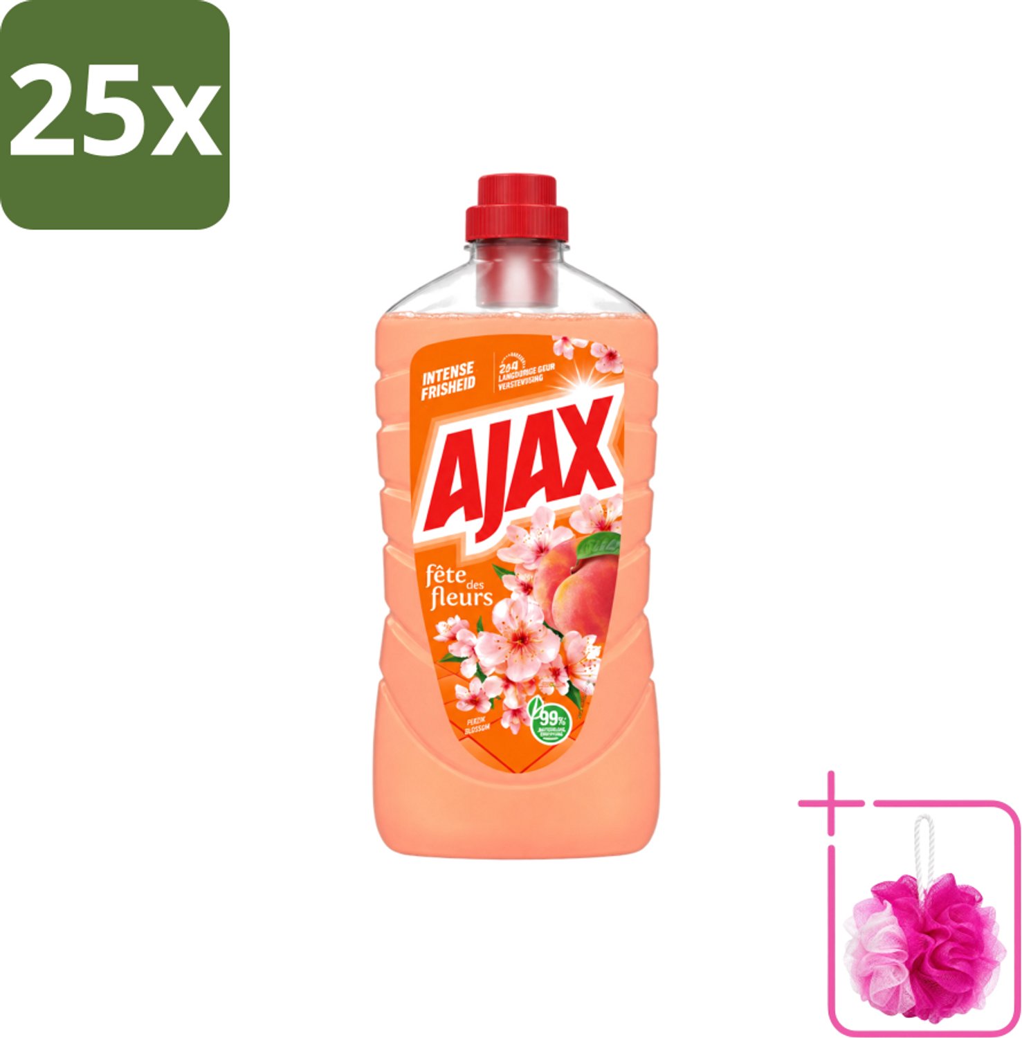 25 x Ajax – Allesreiniger – Perzik – 1000 ml - Bulkverpakking - Allesreiniger - Douchemop - Reinigen