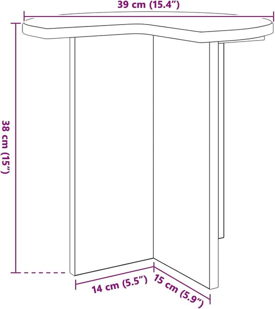 Bijzettafel, set van 2 stuks, van houtmateriaal, Ø 39 x 38 cm, zwart eiken, ronde bijzettafel voor woonkamer en slaapkamer — afbeelding 2