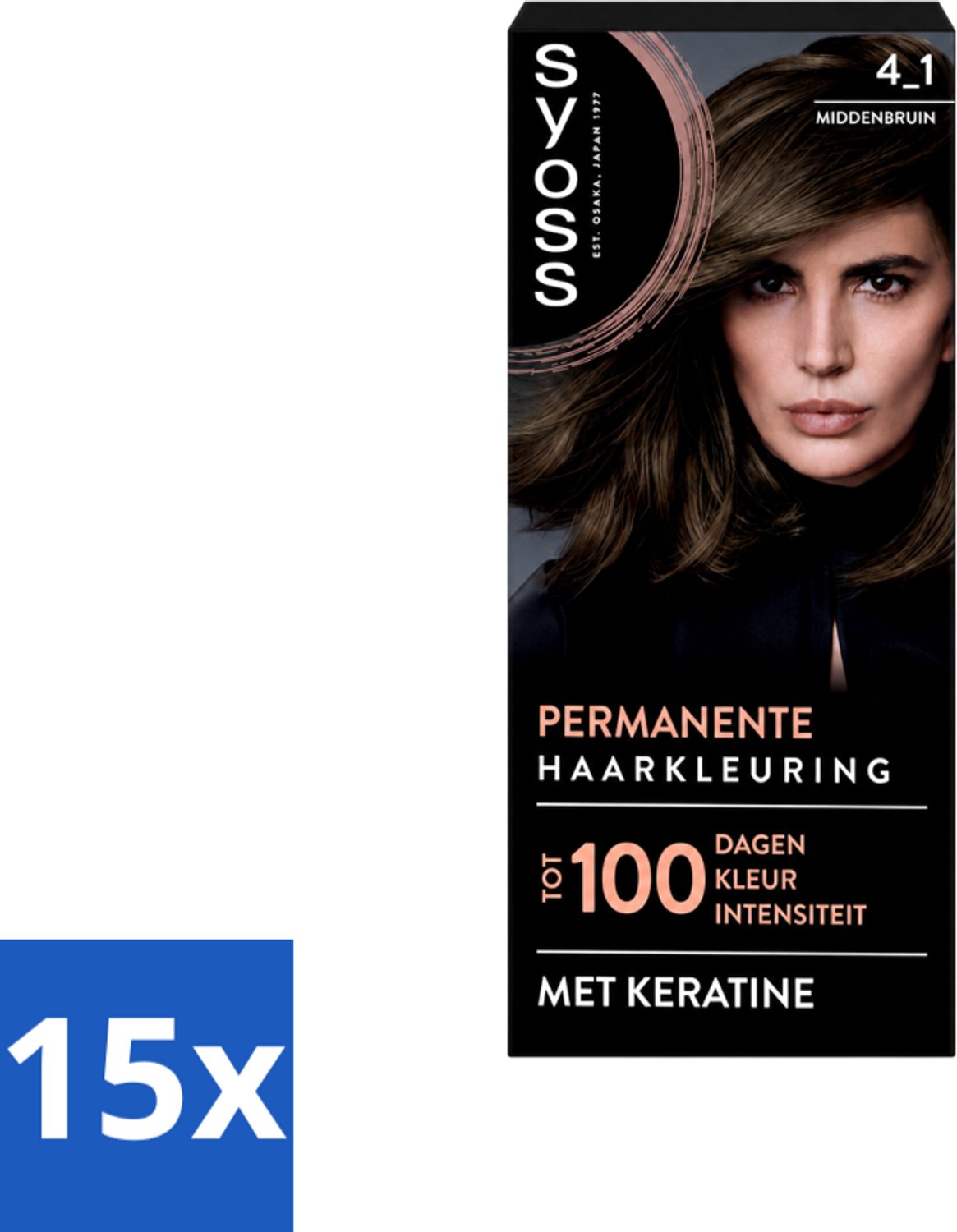 15 x SYOSS - Coloration 4-1 Middenbruin - Haarverf - Grijsdekking - Vermindert Haarbreuk - Voordeelverpakking - 15 stuks