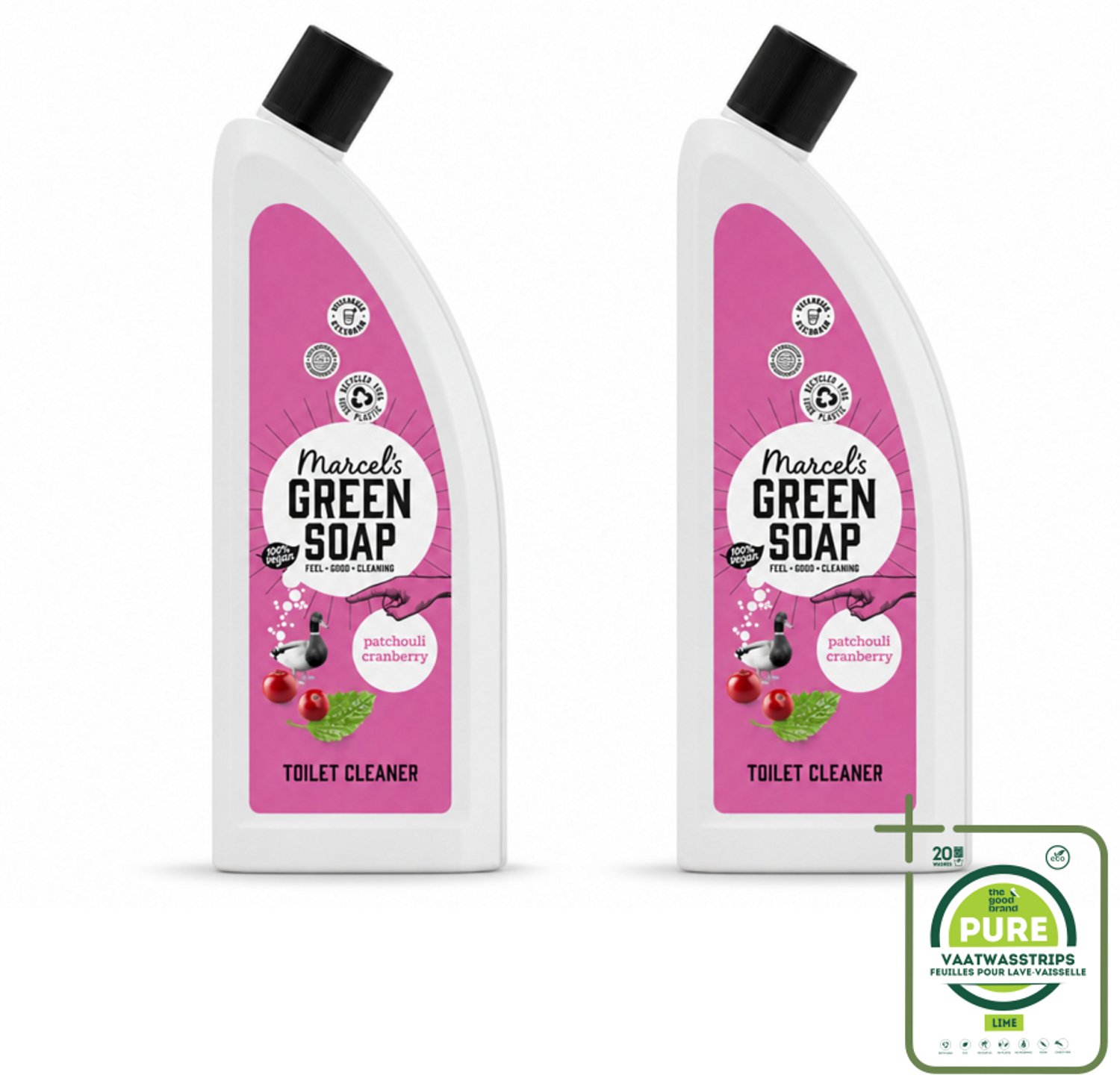 2 x Marcel's Green Soap - Toiletreiniger - Patchouli & Cranberry - Krachtige frisheid - Grootverpakking - Vaatwasstrips - Toiletreiniger - Natuurlijke Toiletreiniger - Duurzame Toiletreiniger - Vegan Toiletreiniger - Milieuvriendelijke Toiletreiniger