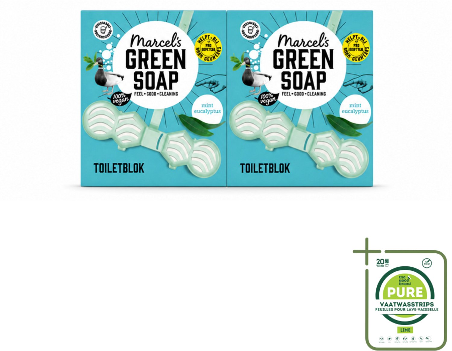 2 x Marcel's Green Soap - Toiletblok - Munt & Eucalyptus - Langdurige werking - 1 Toiletblok - Grootverpakking - Vaatwasstrips - Toiletblok - Munt En Eucalyptus - Fris Toilet - Milieuvriendelijk - Biologisch Afbreekbaar