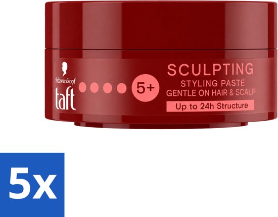 Rode pot Taft Sculpting Styling Paste, holdniveau 5+, voor 24u structuur. Bundel van 5 stuks.