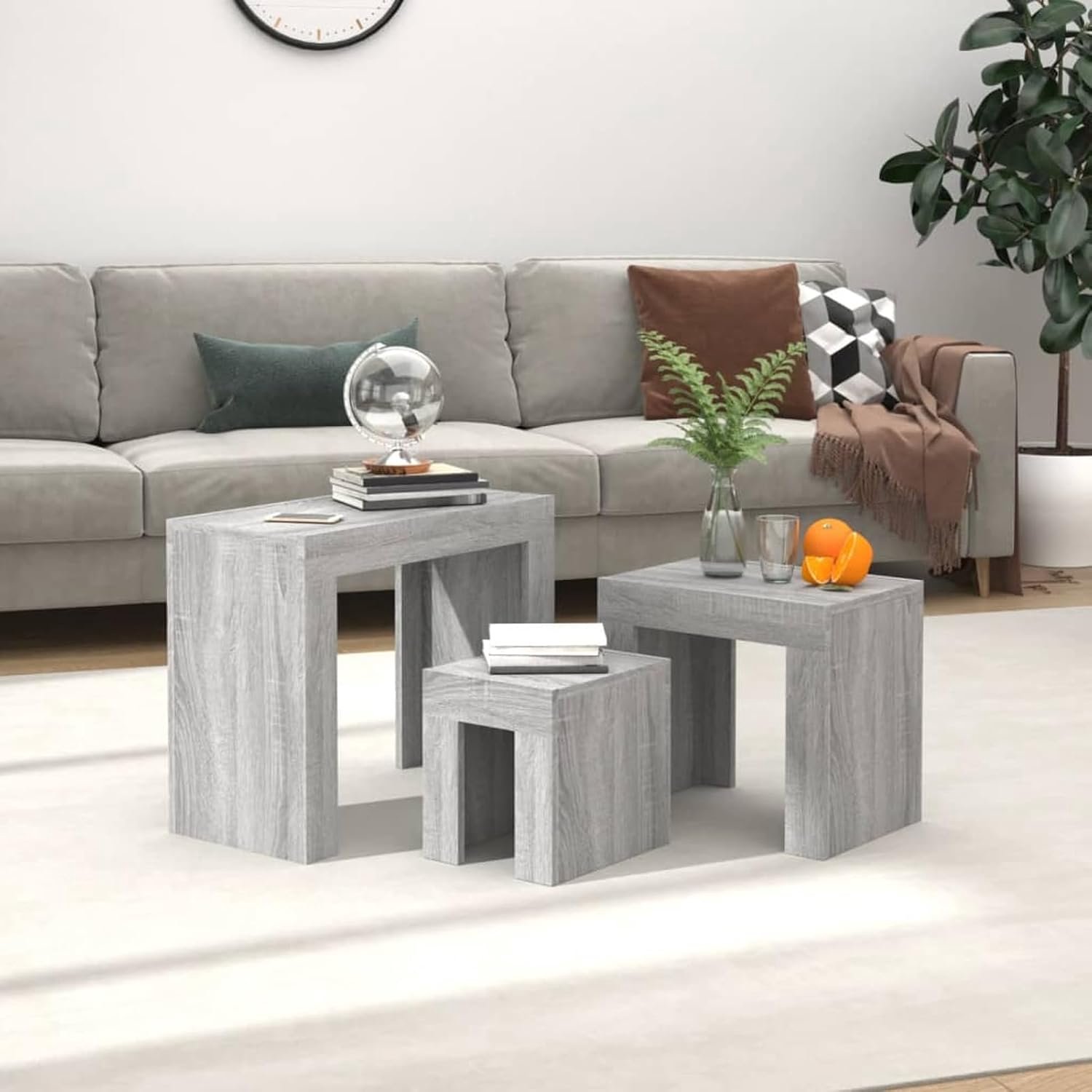 3 STK. Stapelbaar Grijs Sonoma Houtmateriaal