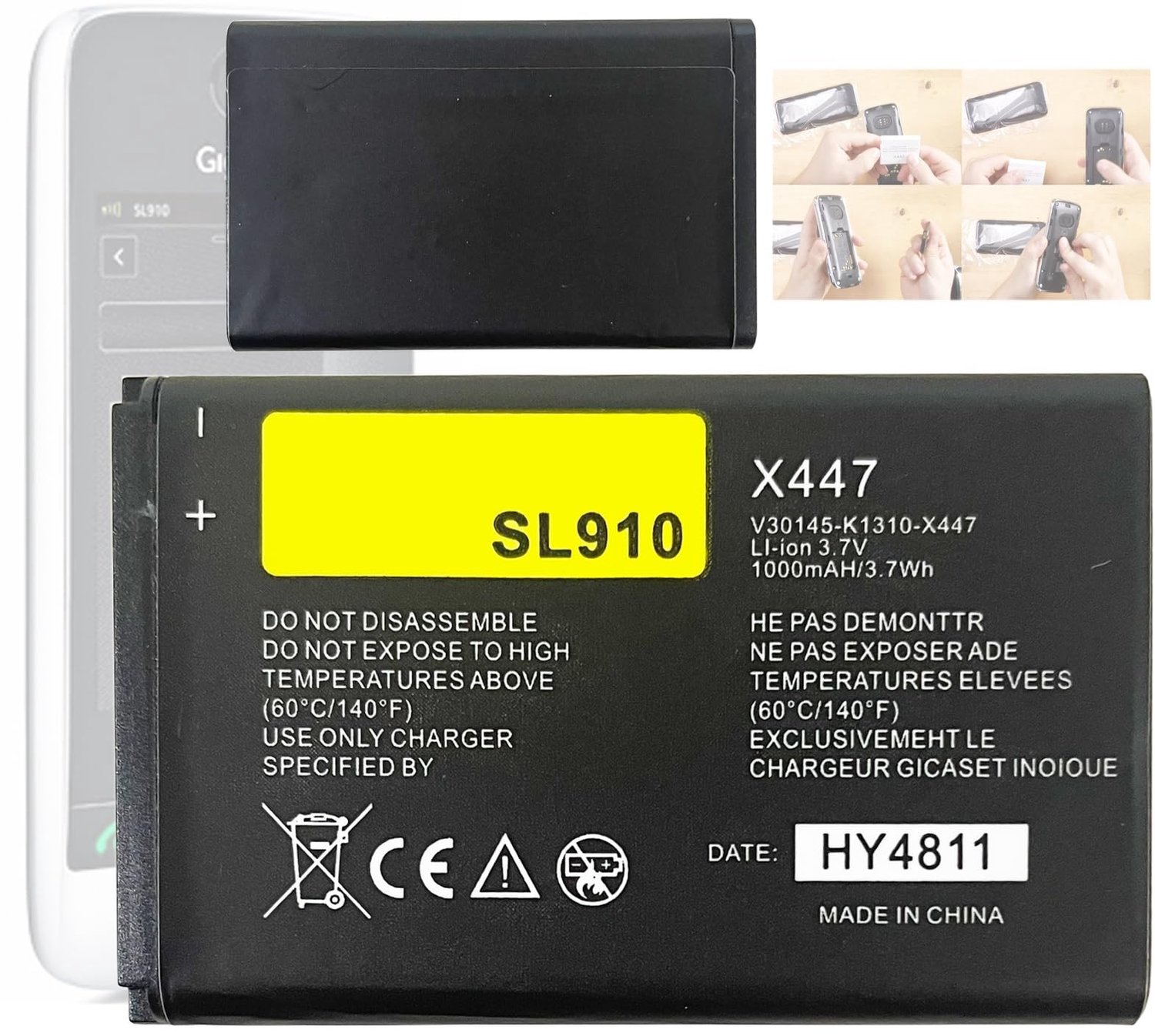 Vervangende Accu voor Siemens Gigaset SL910, SL910A, SL910H