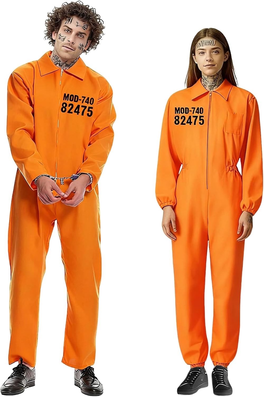 Unisex Halloween Gevangeniskostuum in Oranje voor Mannen en Vrouwen, Perfect voor Carnavalsfeesten en Themafeesten (XL, 180-190 cm)
