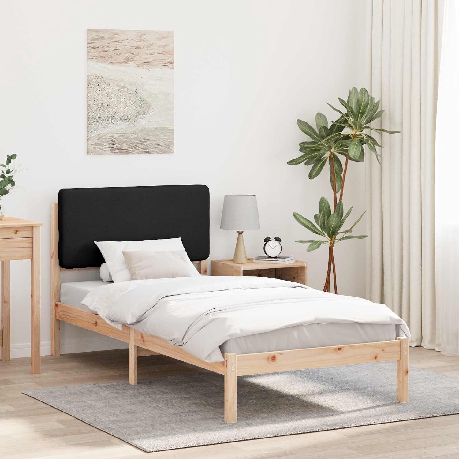 Grenenhout Gestoffeerd Hoofdbord Modern Bruin Zwart 90 x 190 cm