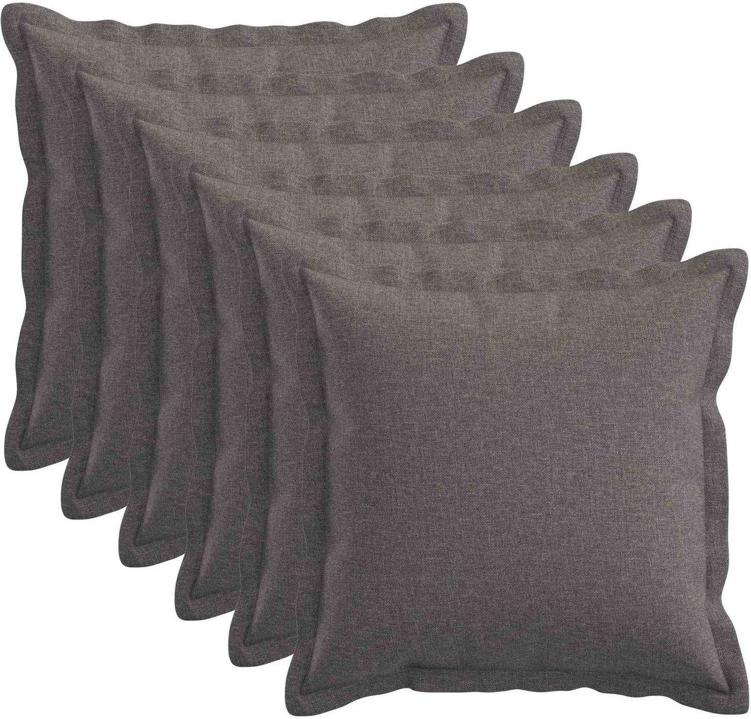vidaXL Dekenkussen - 6 - st - HOUTEN - Lichtgrijs - 35 - x - 35 - cm - Faux - Linnen