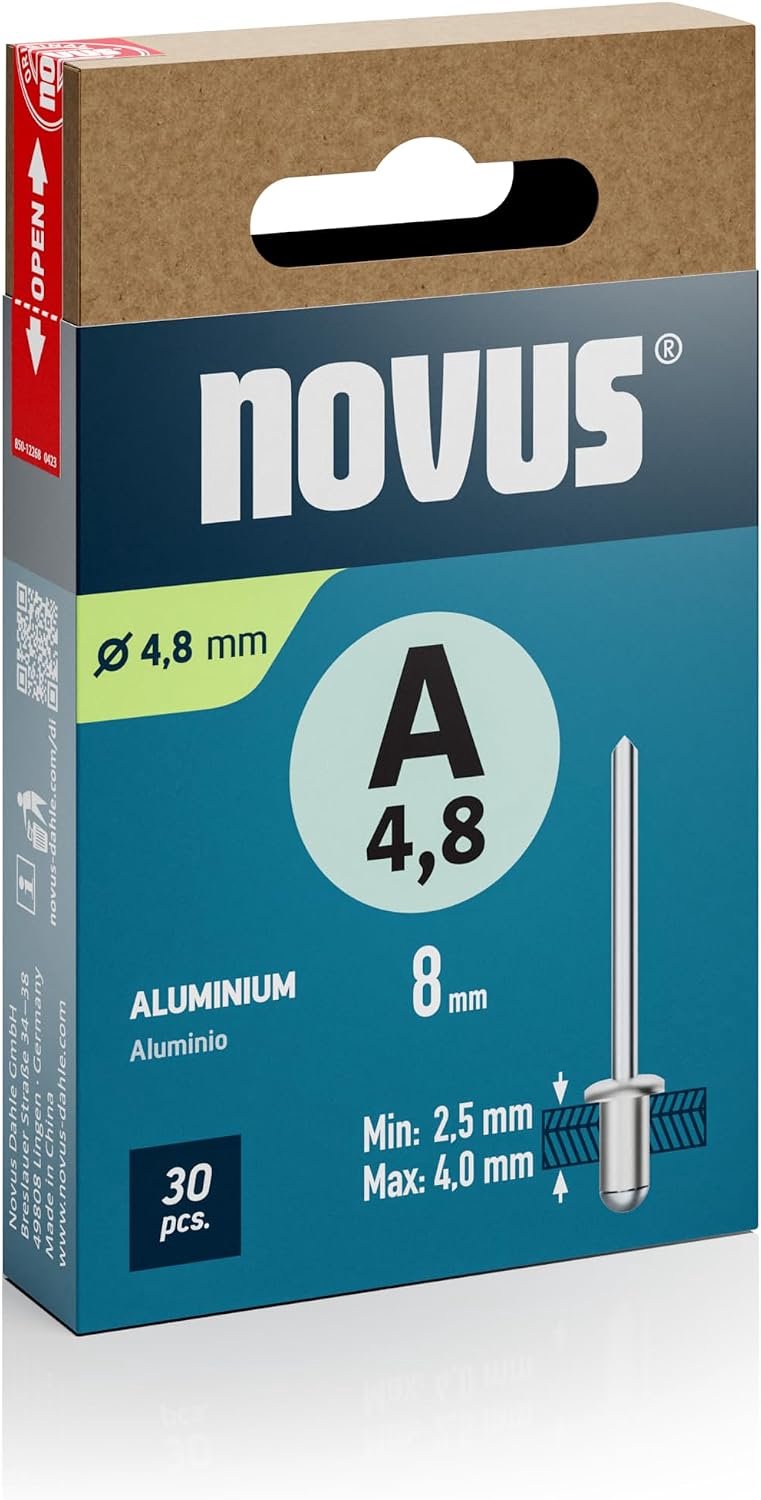 Novus Aluminium Blindklinknagels 4.8x8mm - 30 Stuks