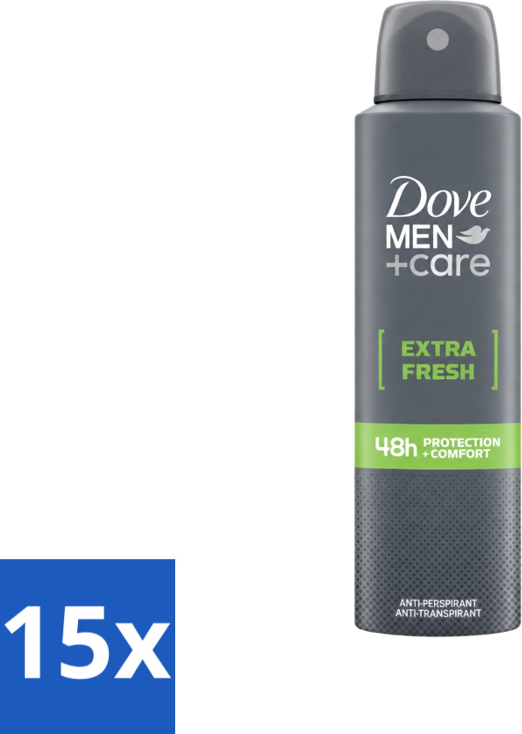 15 x Dove Men+Care - Extra Fresh - Deospray - Anti-Transpirant - 150 ml - Voordeelverpakking - 15 stuks