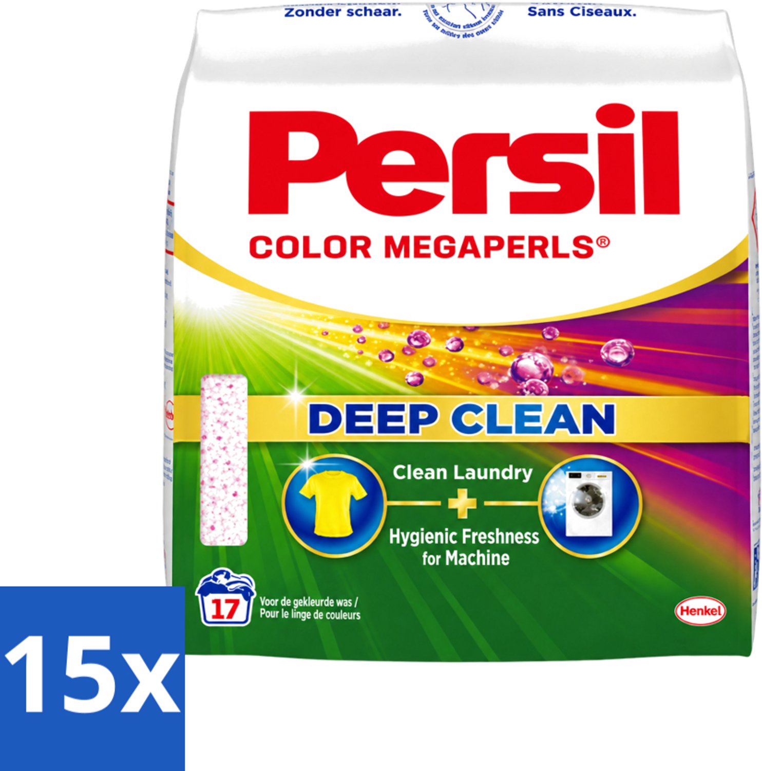 15 x Persil Color Megaperls - Deep Clean - Waspoeder - Gekleurde Was - 17 Wasbeurten - Voordeelverpakking - 15 stuks