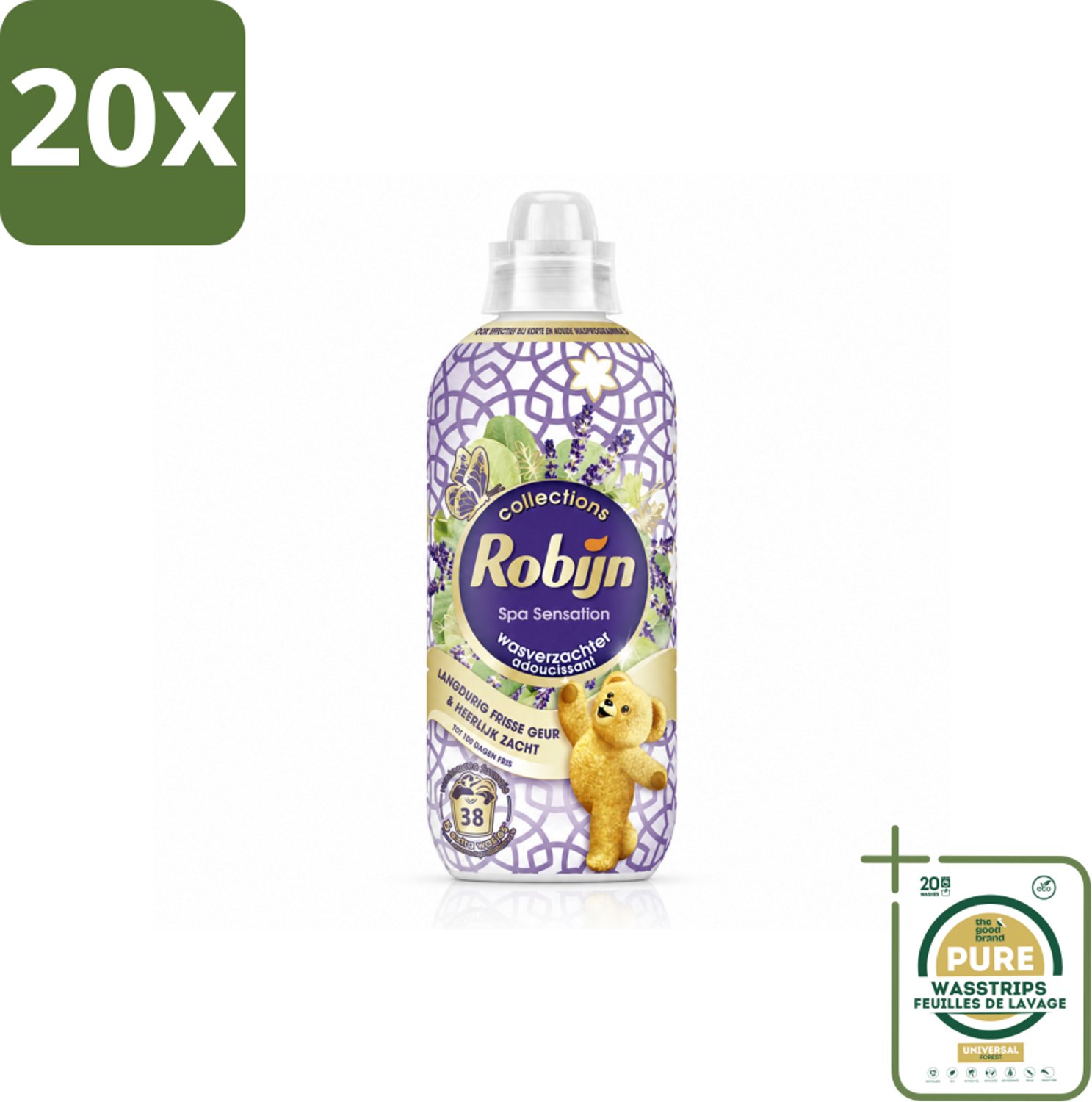20 x Robijn – Wasverzachter – Intense Spa Sensation – 765 ml - Wasstrips - Wasverzachter - Eucalyptus - Lavendel - Frisheid - Wellness