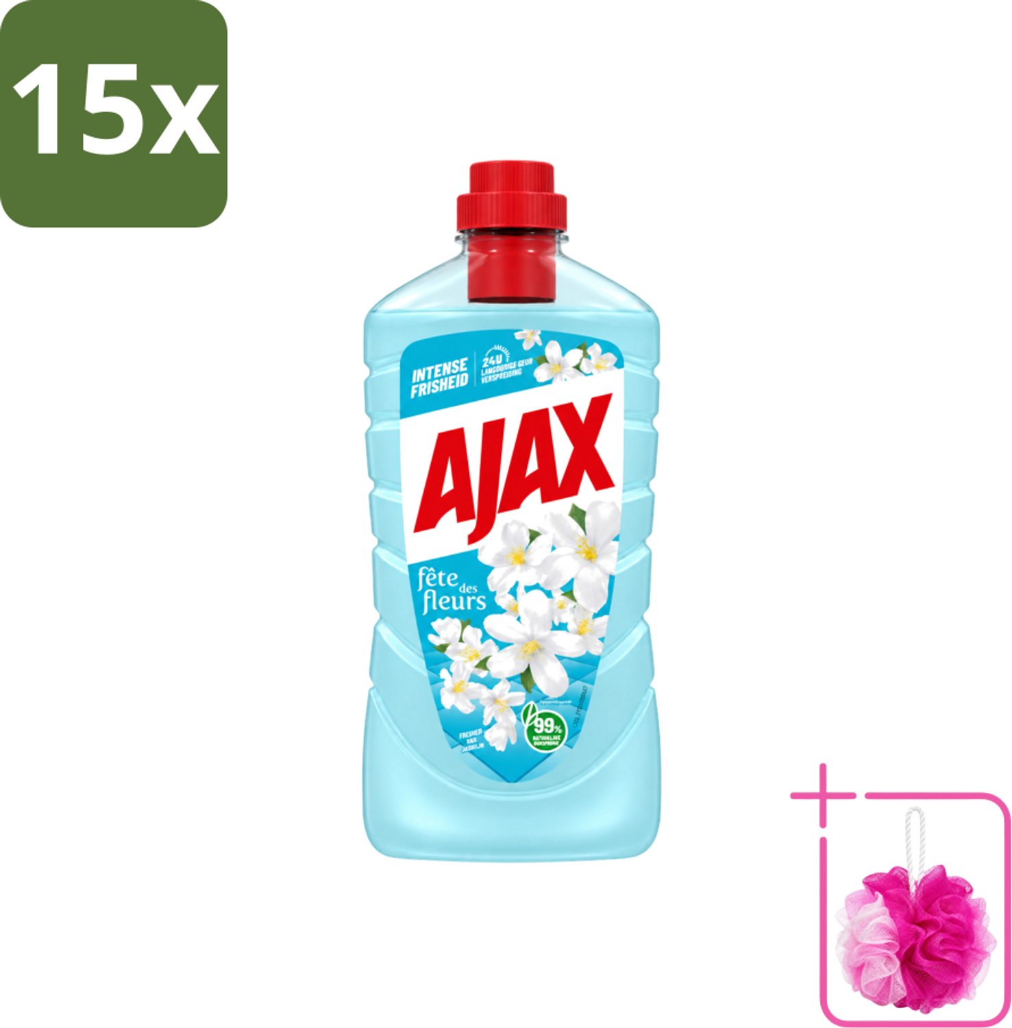 15 x Ajax – Allesreiniger – Jasmijn - 1000 ml - Bulkverpakking - Allesreiniger - Douchemop - Jasmijngeur