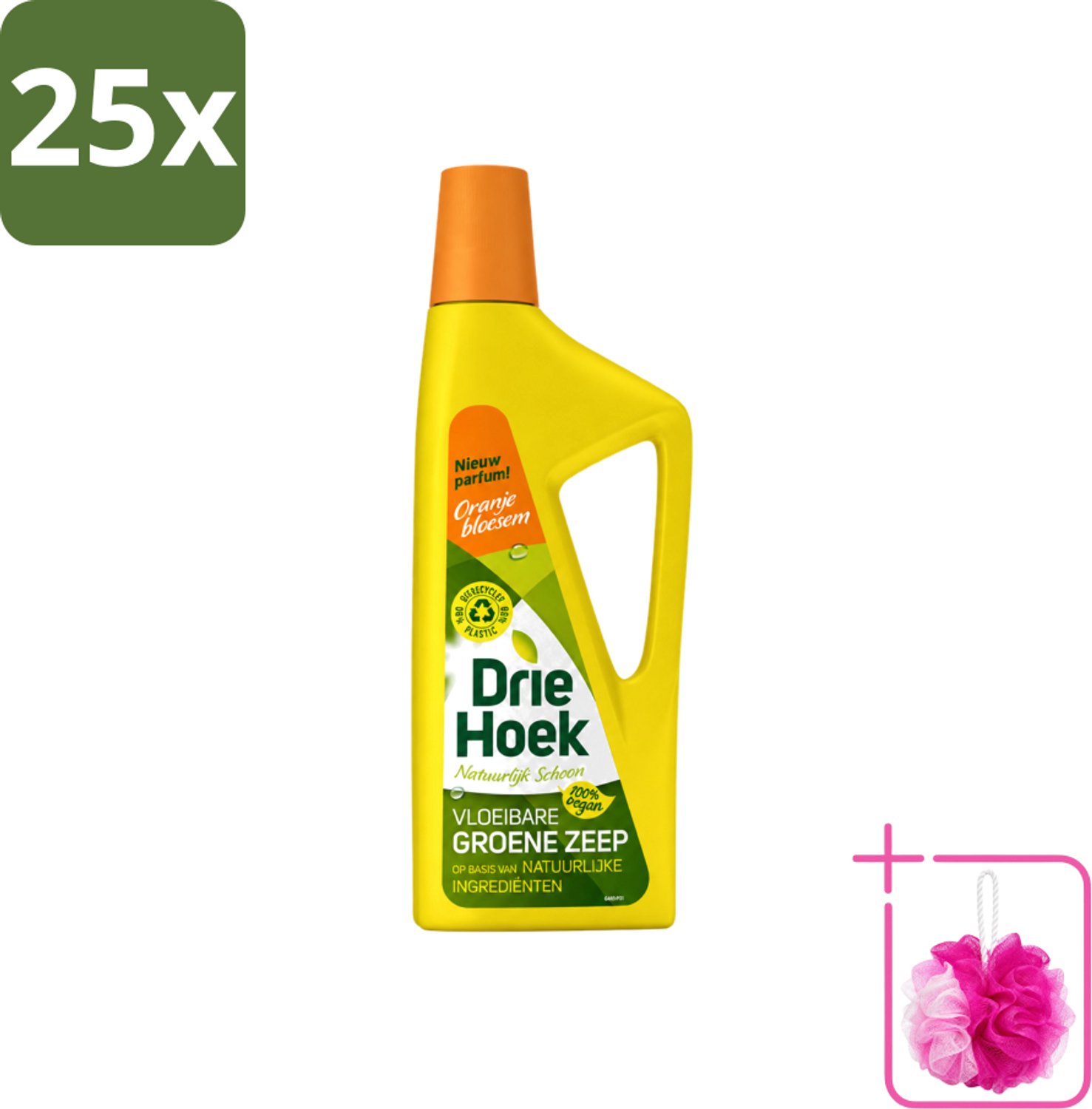 25 x Driehoek – Vloeibare Zeep – Oranjebloesem – 725 ml - Bulkverpakking - Schoonmaken - Douchemop - Natuurlijke zeep