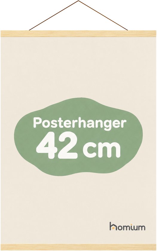 Porte-affiche en bois de 42 cm avec cordon de suspension.