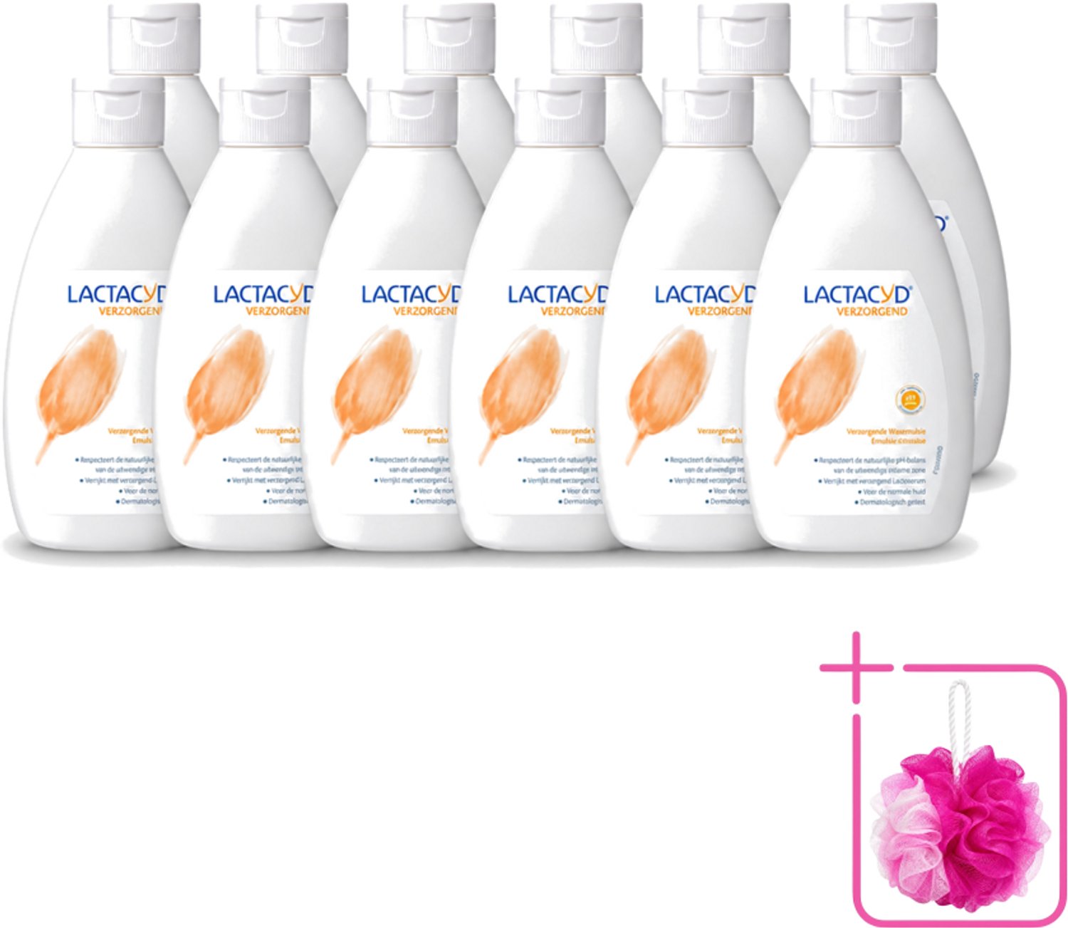 12 x Lactacyd – Verzorgende Wasemulsie – pH-vriendelijk – 300 ml - Bulkverpakking - Intieme wasemulsie - Douchemop - Milde intieme verzorging