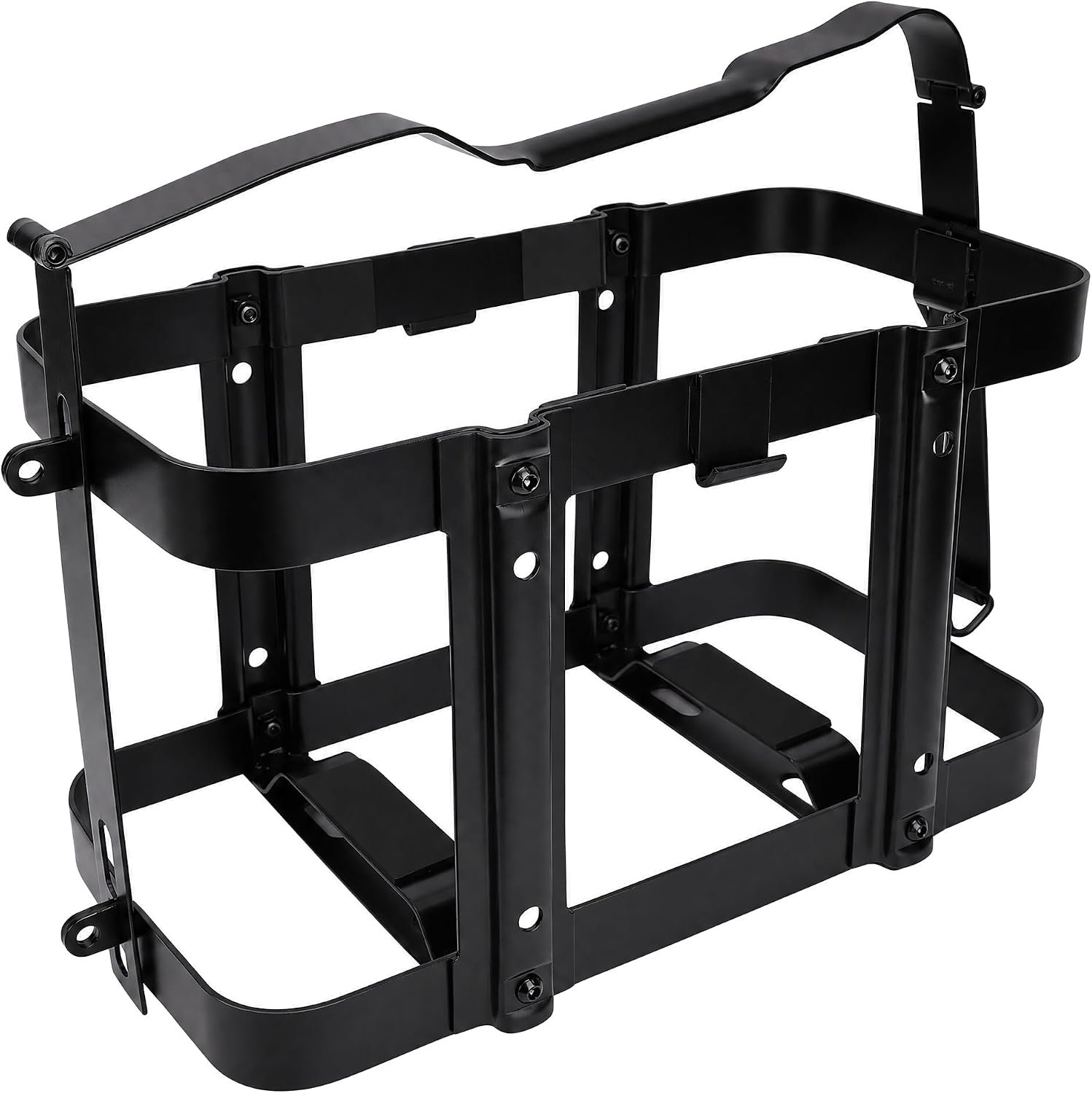 Jerry-gashouderrek, Afsluitbare Koolstofstalen Gashouder voor 5 Gallon 20 Liter en 2,5 Gallon 10 Liter, met Robuuste Zwarte Poedercoating