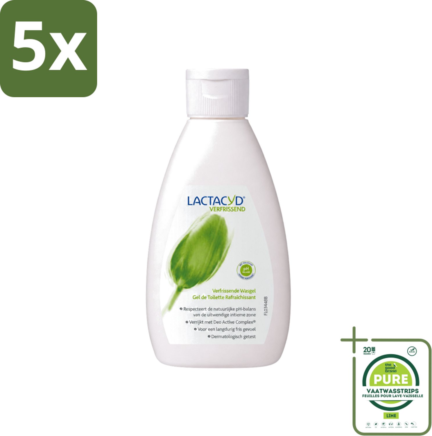 5 x Lactacyd – Verfrissende Wasgel - 200 m - Grootverpakking - Vaatwasstrips - Intieme Wasgel - Frisse Intieme Wasgel - Menthol Wasgel - Geurvervoegende Wasgel - Intieme Verzorging
