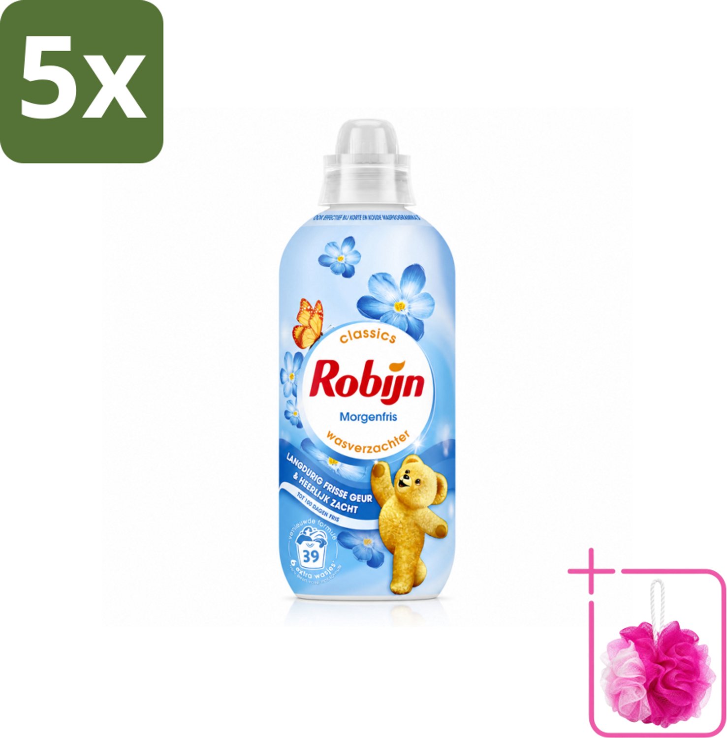 5 x Robijn – Wasverzachter – Morgenfris – 780 ml - Bulkverpakking - Wasverzachter - Douchemop - Wasgeur