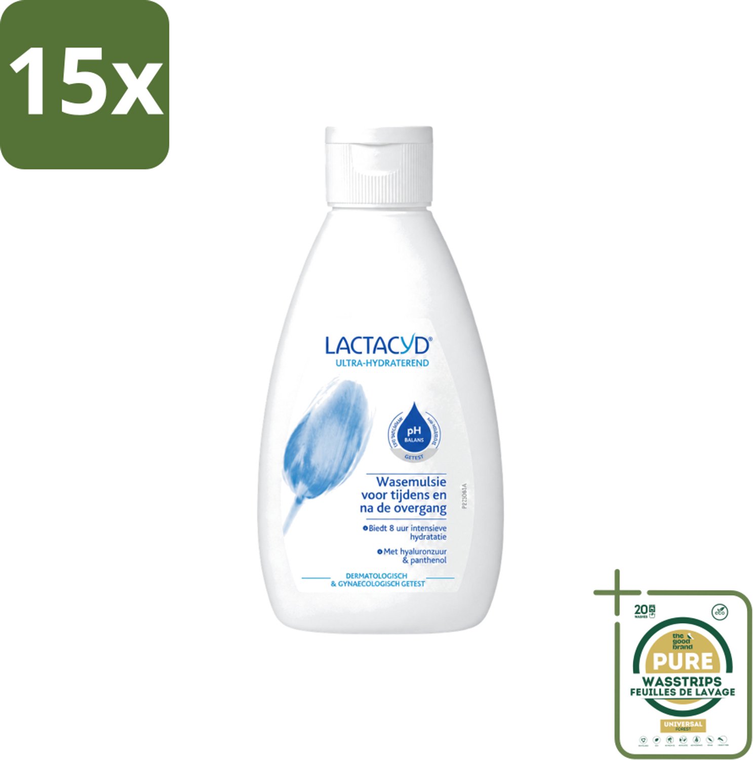 15 x Lactacyd – Ultra Hydraterend – Voor tijdens en na de overgang – 200 ml - Wasstrips - Intieme Verzorging - Overgang - Hydratatie - Droogheid - Jeuk
