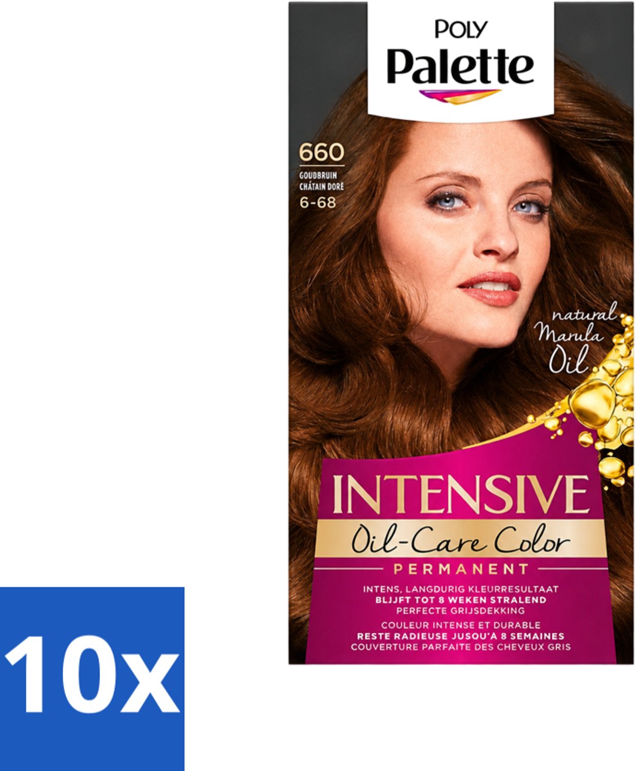 10 x Poly Palette - Haarverf - Goud Bruin 660 - 115ml - Voordeelverpakking - 10 stuks
