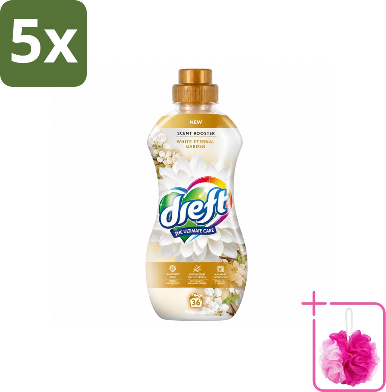 5 x Dreft – White Eternal Garden – Vloeibare Geurbooster – 720 ml – 36 wasbeurten - Bulkverpakking - Wasgeur - Douchemop - Wasgeurbooster