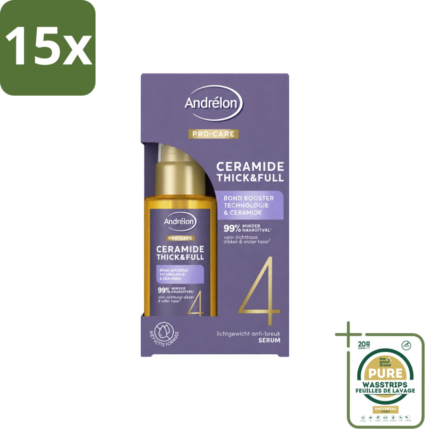 15 x Andrélon – Serum – Pro Care – 50 ml - Wasstrips - Haarverzorging - Haarversterking - Haarverdikking - Haarbescherming - Ceramide