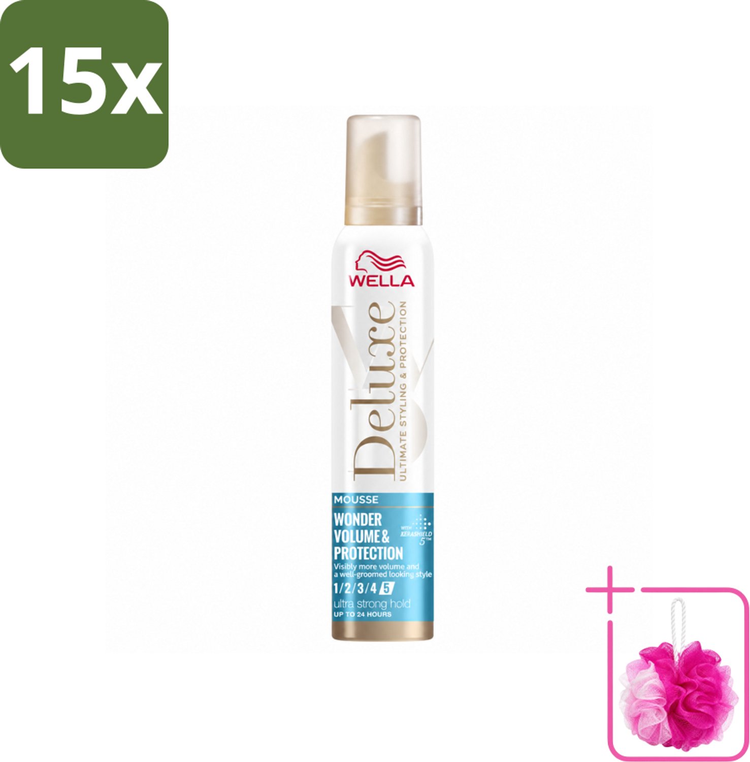 15 x Wella – Deluxe Volume & Protection – Haarmousse – 200 ml - Bulkverpakking - Haarmousse - Douchemop - Volume