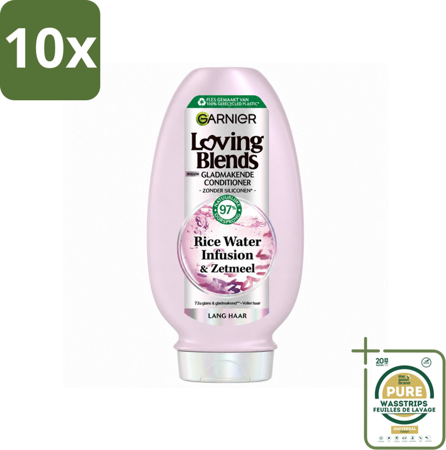 10 x Garnier - Loving Blends Rice Water Infusion - Conditioner - Glans & Zachtheid - Lang Haar - 250 ml - Wasstrips - Haarversterking - Haarzachtheid - Glans - Haarverzorging - Rijstwater