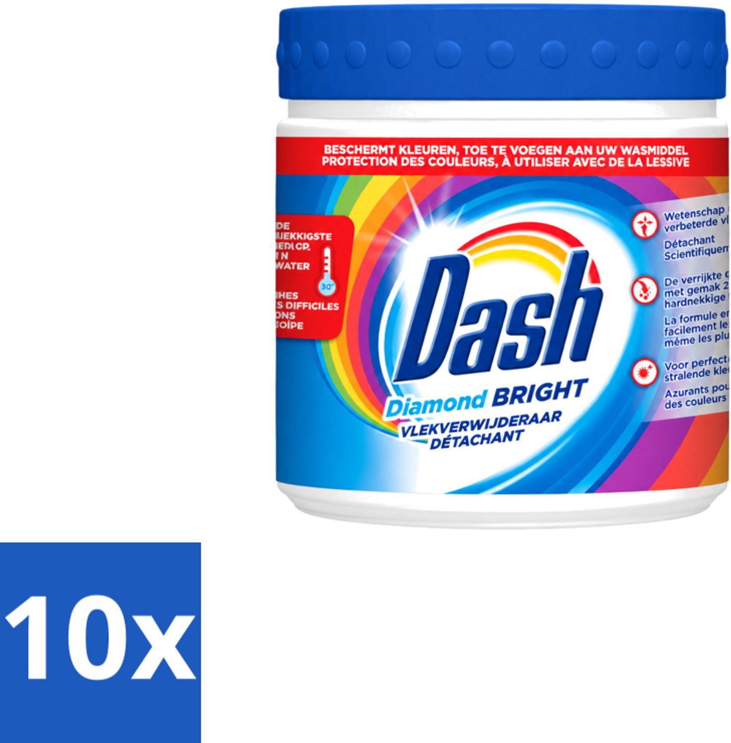 10 x Dash – Vlekverwijderaar – Diamond Bright Kleur – 500 g - Voordeelverpakking - 10 stuks