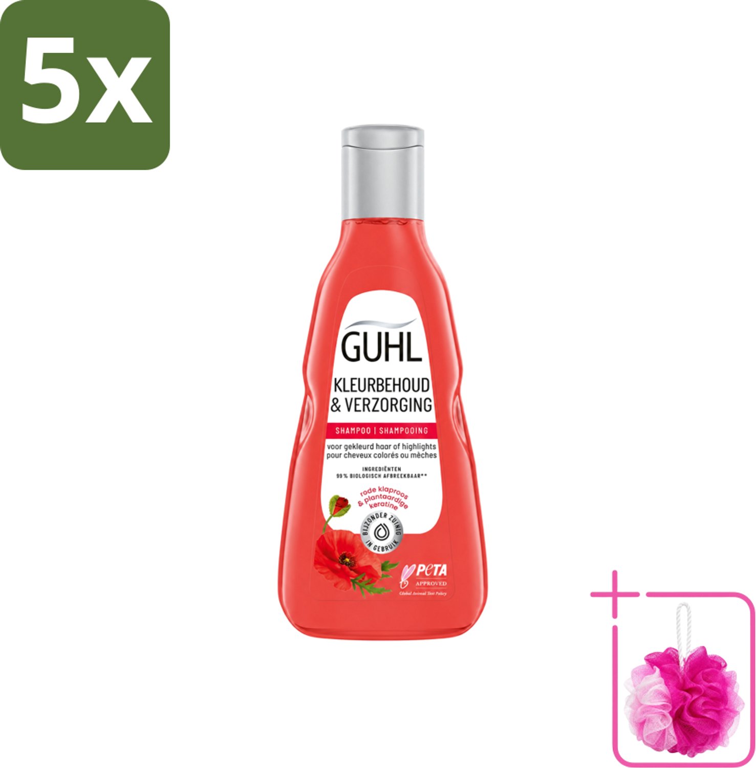 5 x Guhl - Shampoo - Kleurbehoud & Verzorging - 250 ml - Bulkverpakking - Kleurbehoud haar - Douchemop - Gekleurd haar verzorging