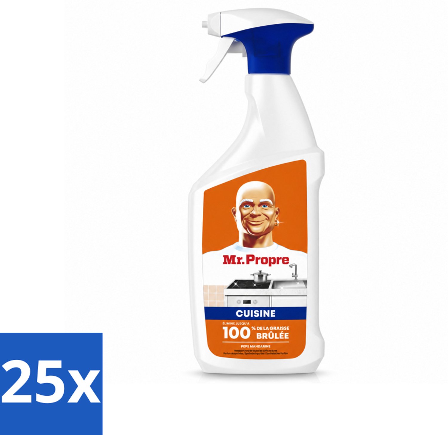 25 x Mr. Propre – Keukenontvetter Spray – Mandarijn Boost – 800 ml - Voordeelverpakking - 25 stuks