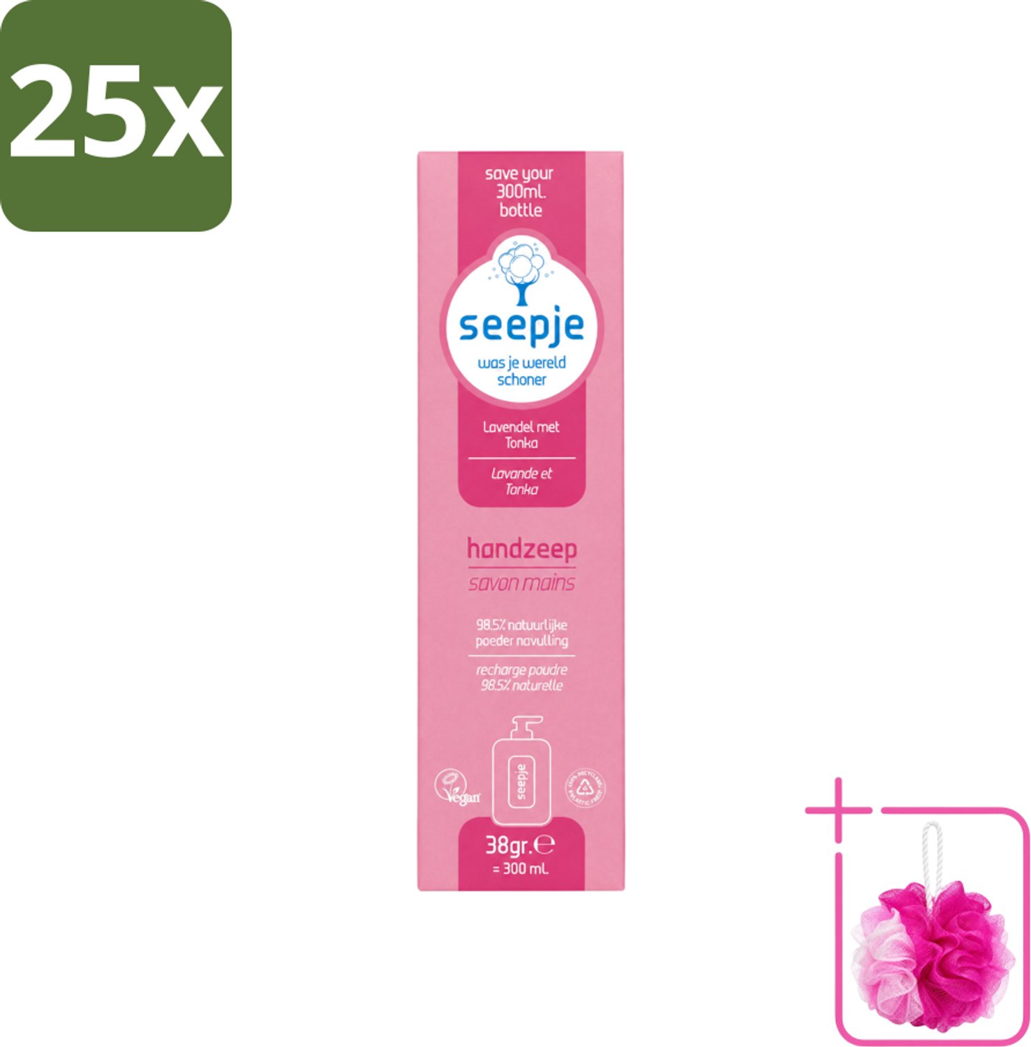 25 x Seepje - Handzeep - Rijke Geur en Hydratatie - Lavendel met Tonka - Navulverpakking - 38 g - Bulkverpakking - Handzeep - Douchemop - Navulpoeder