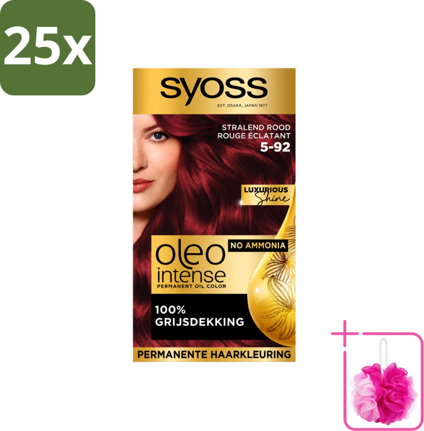 25 x SYOSS - Oleo Intense 5-92 - Haarverf - Permanente Haarkleuring - Stralend Rood - Langdurige Kleur - Bulkverpakking - Haarkleur - Douchemop - Rood