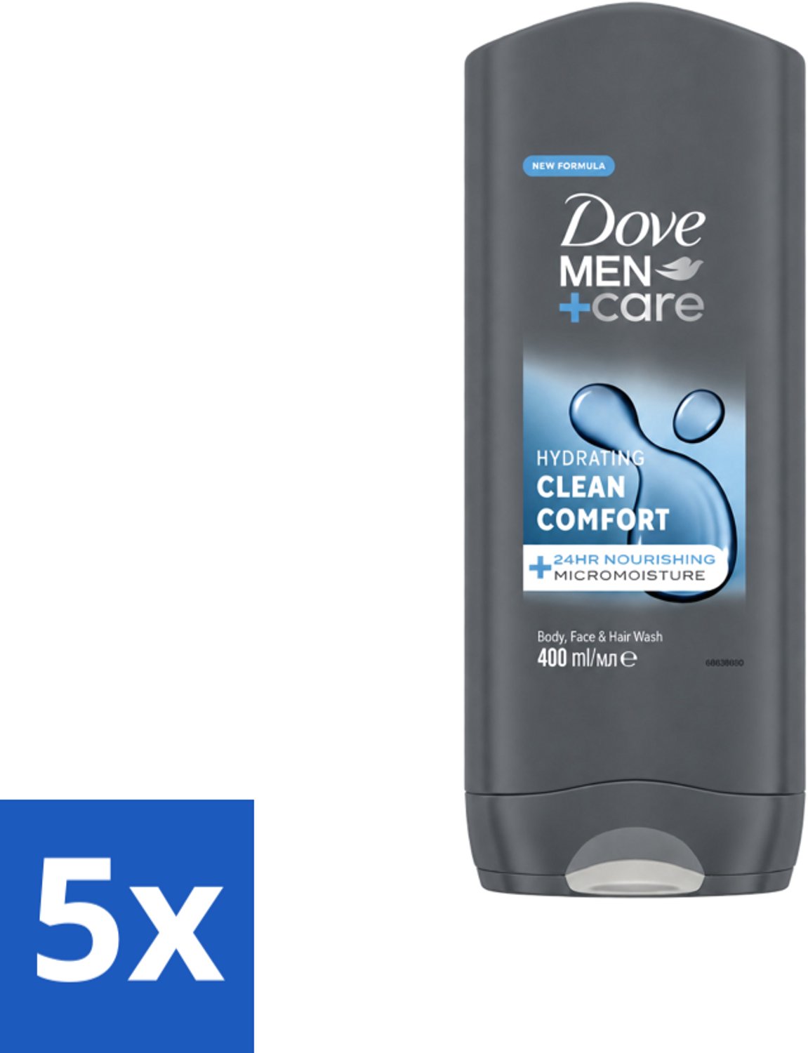 5 x Dove - Douchegel - Men+ Care Clean Comfort - Comfort en verzorging - 400 ml - Voordeelverpakking - 5 stuks