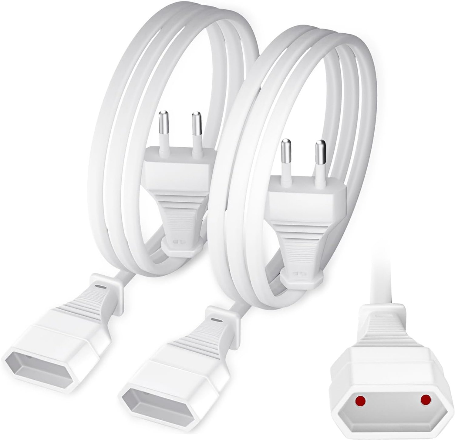 2 stuks, netsnoer, verlengkabel, platte stekker, type C-stekker, eurostekker naar type C, Euro bus, tv, pc-monitor, lamp, beamer, huishoudelijke apparaten (1 m, 2 stuks)
