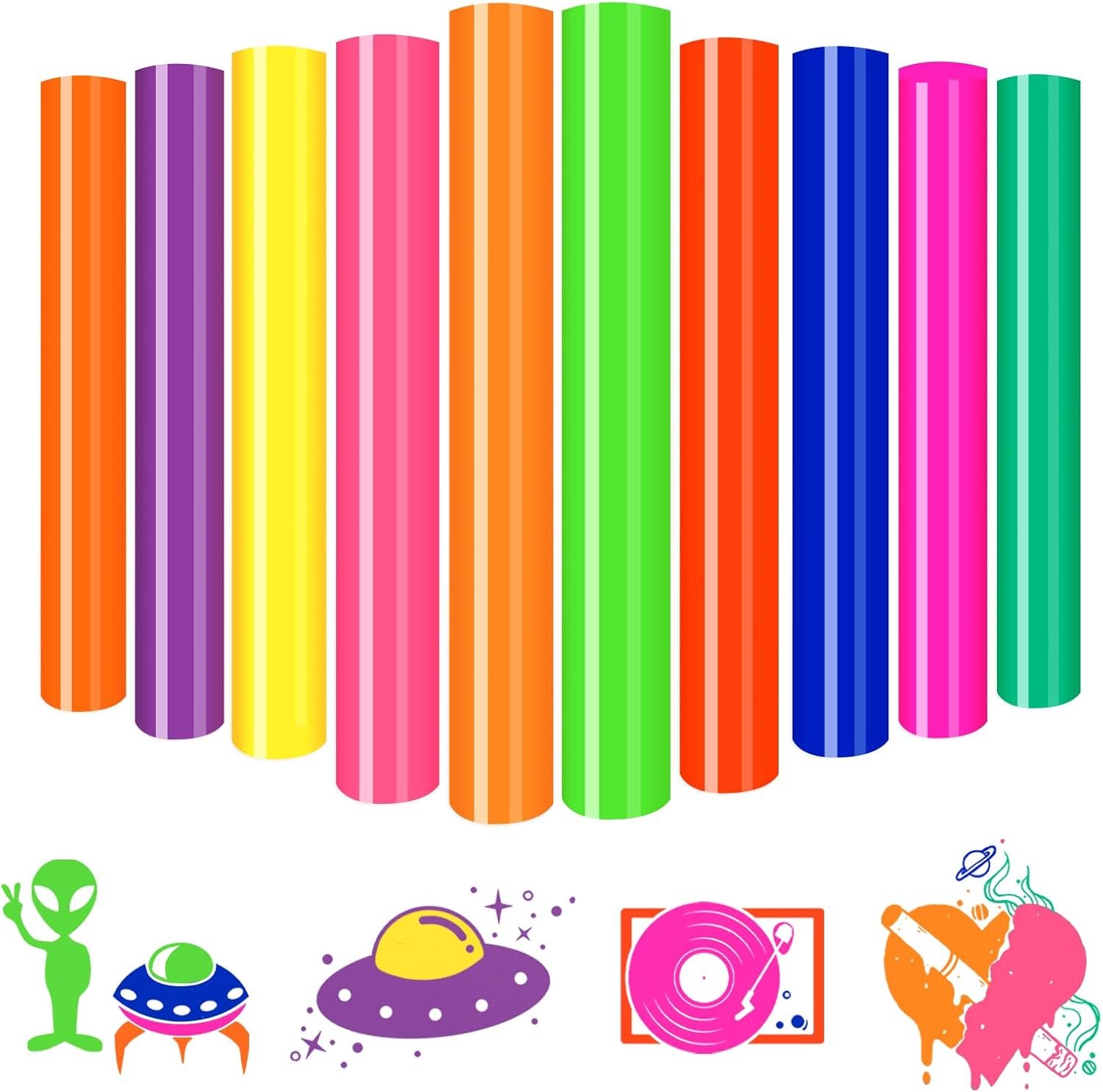 Heat Transfer vinyl, 10 stuks, 12 x 10 cm, rood, oranje, groen, strijken op vinyl, blauw, roze, neon heat transfer vinyl voor T-shirts