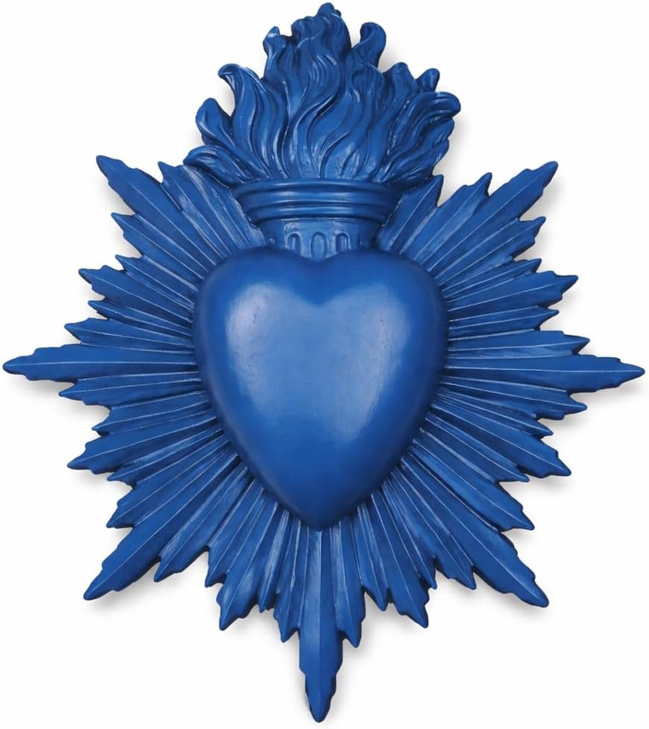 Decoratieve muurschildering, heilig hart, 17 cm x 15 cm, mooie afwerking (Lapis Lazuli)