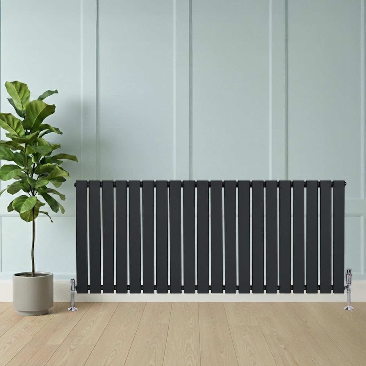 SnelShoppen - Design Radiator & Thermostat Tap 600 x 1400 mm - Modern Paneel 1 Kolom - Matte Antraciet Grijs - Carbon Staal - Horizontaal - Inclusief