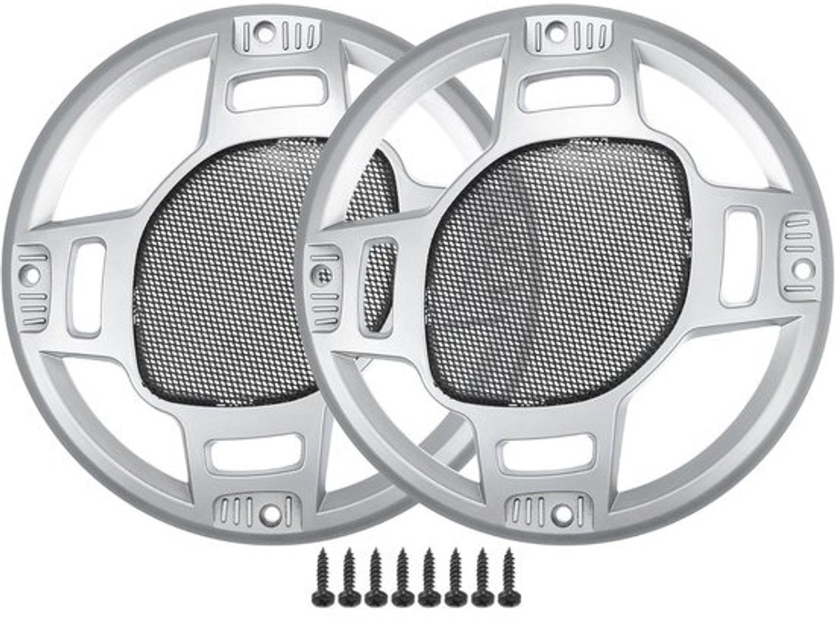 Set van 2 grillen - Voor 6.5 inch luidsprekers - Zilver en zwart