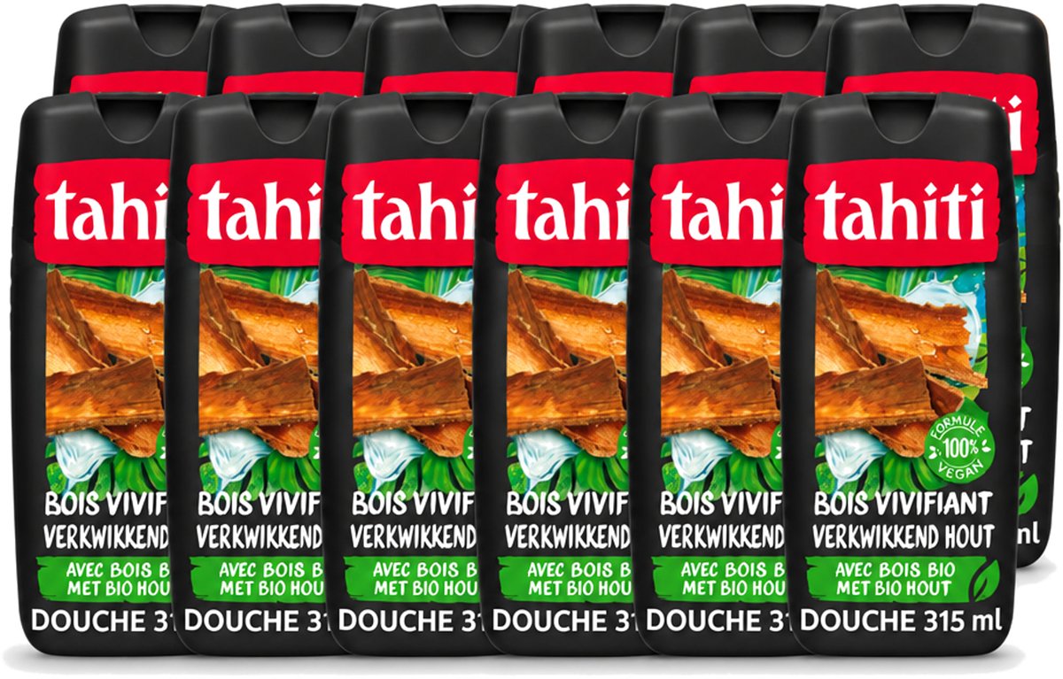 12 x Tahiti – Douchegel – Tropenhout Vegan - 315 ml - Voordeelverpakking - 12 stuks