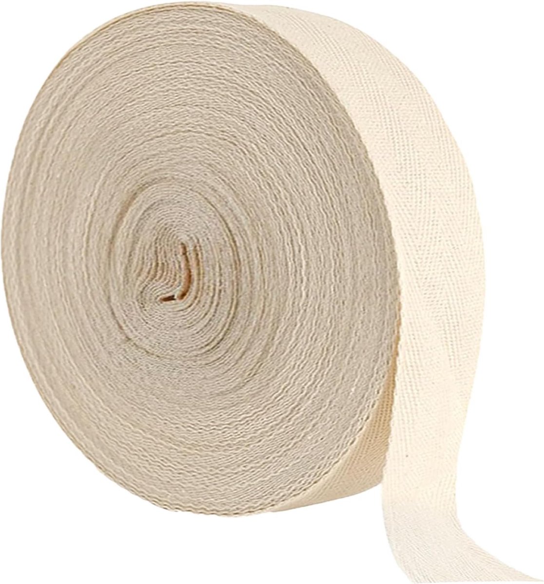 Katoenen Biasband 2 cm x 50 m Haringbeen Stitch Tape, Beige Naaigaren voor DIY Projecten, Hemming Tape, Naaipatronen en Creatieve Handwerken