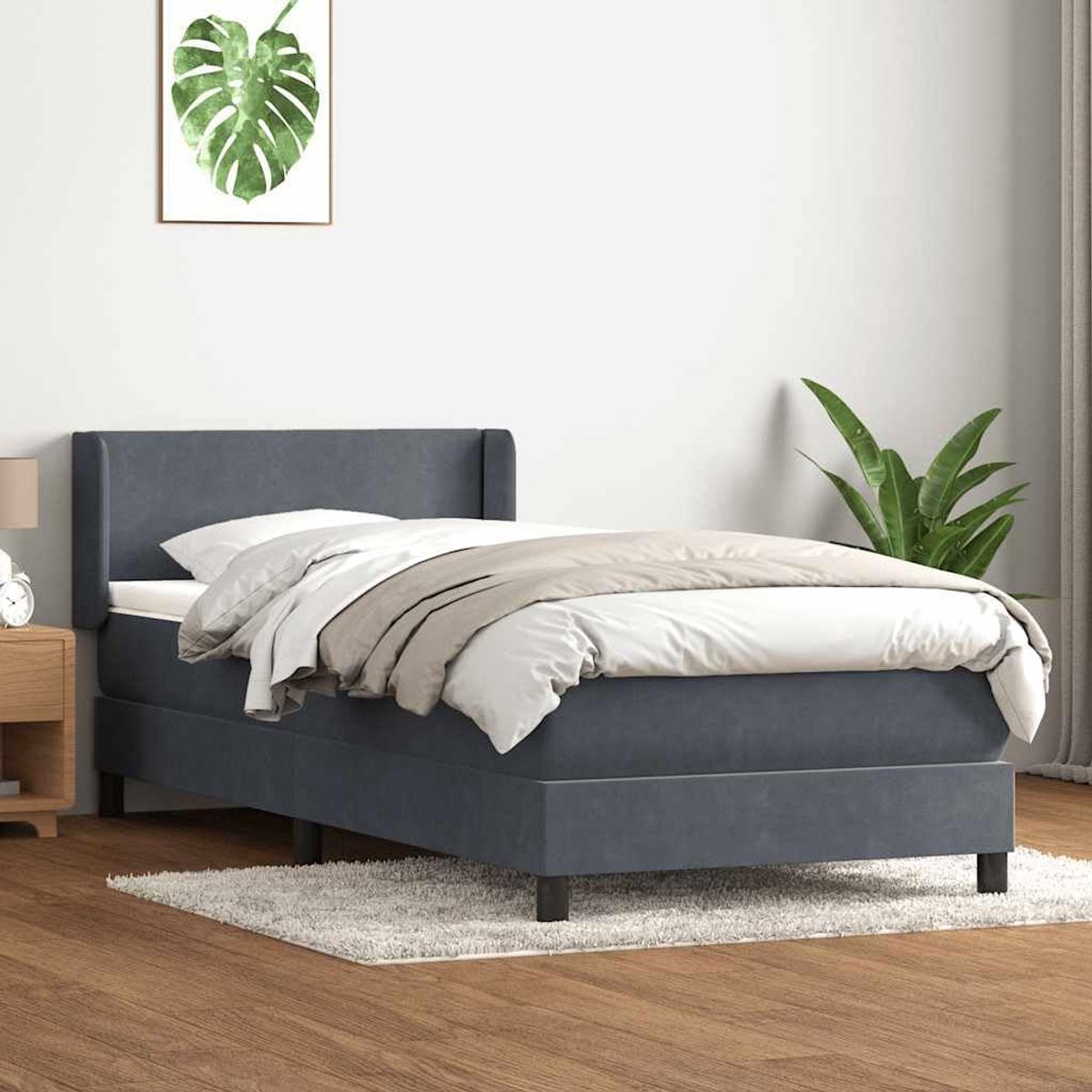Boxspringbed Pocketveringmatras Donkergrijs 80x210 cm