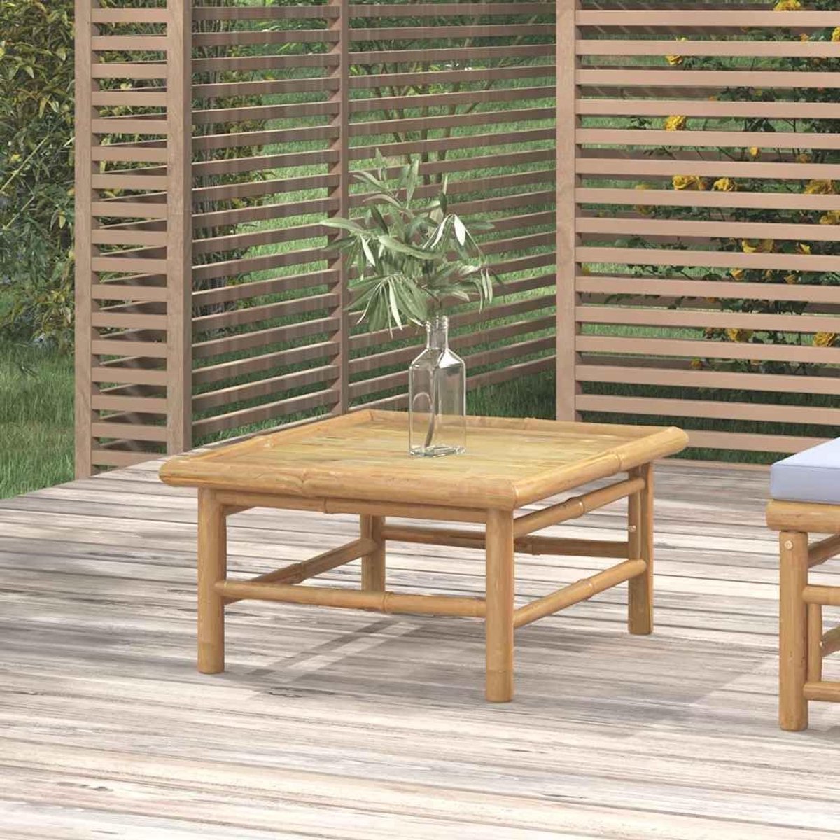 Tuintafel, 65 x 55 x 30 cm, kleine terrastafel van natuurlijk materiaal, robuuste bijzettafel voor gerechten en dranken buitenshuis, onderhoudsvriendelijk met vochtige doek