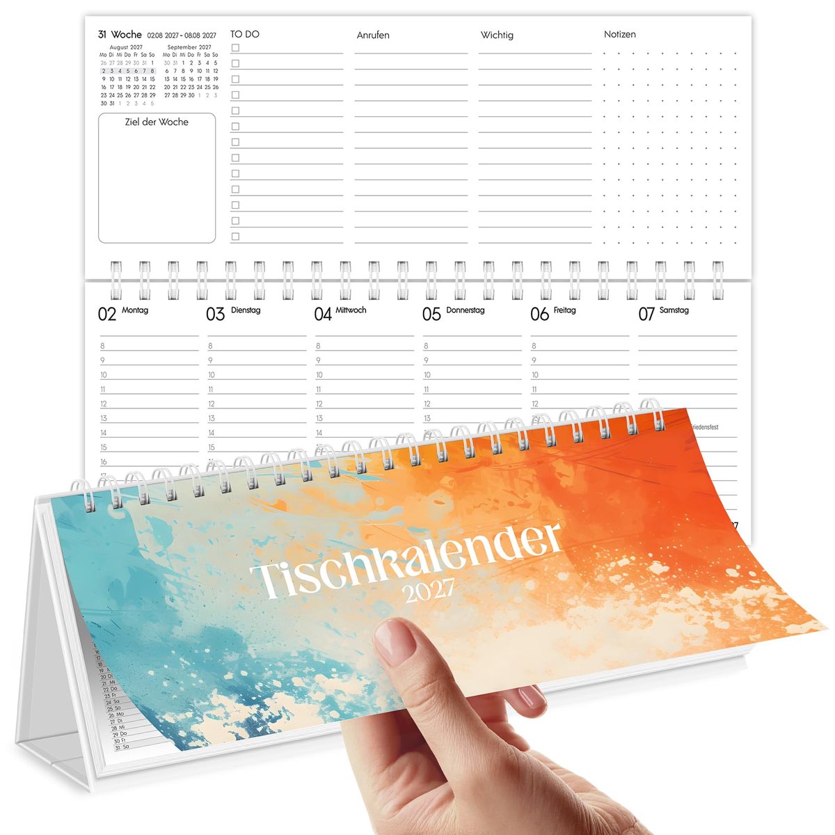 Tafelkalender 2026 liggend - 29,7 x 11,7 cm - staande kalender - overzicht van juli 2025 tot december 2026 - ShopVlot