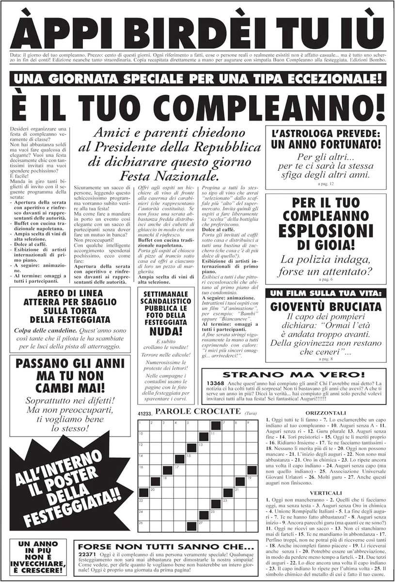 Bombo Greeting card newspaper birthday woman - Afmeting: 32 x 49 cm, met spiegelpapier - ShopVlot