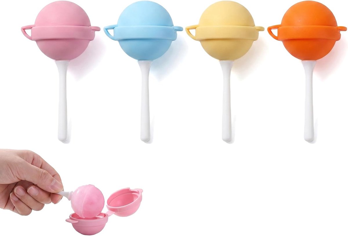 Silicone Ice Moulds Set of 4 Round Shape Reusable with Sticks for Juice, Yogurt and Frozen Desserts - ShopVlot