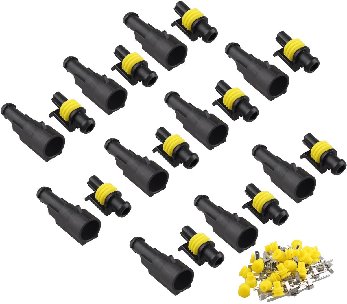 10pcs 1 Pin Way Waterproof Connector IP67 Supersealed PA66 Nylon Housing Series Terminal Sockets AC/DC Plug for - ShopVlot