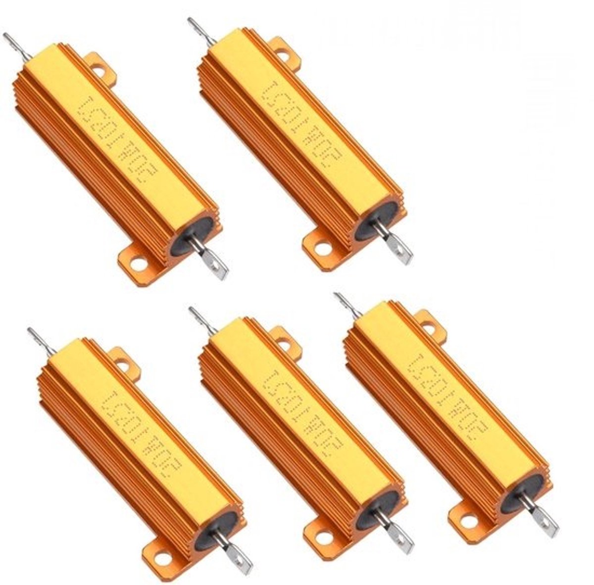 Aluminiumdraadweerstand - Vermogensweerstand - Belastingsweerstand - Voor elektronica testen - Gouden behuizing - 25 Ohm - 50W - Goudkleurig