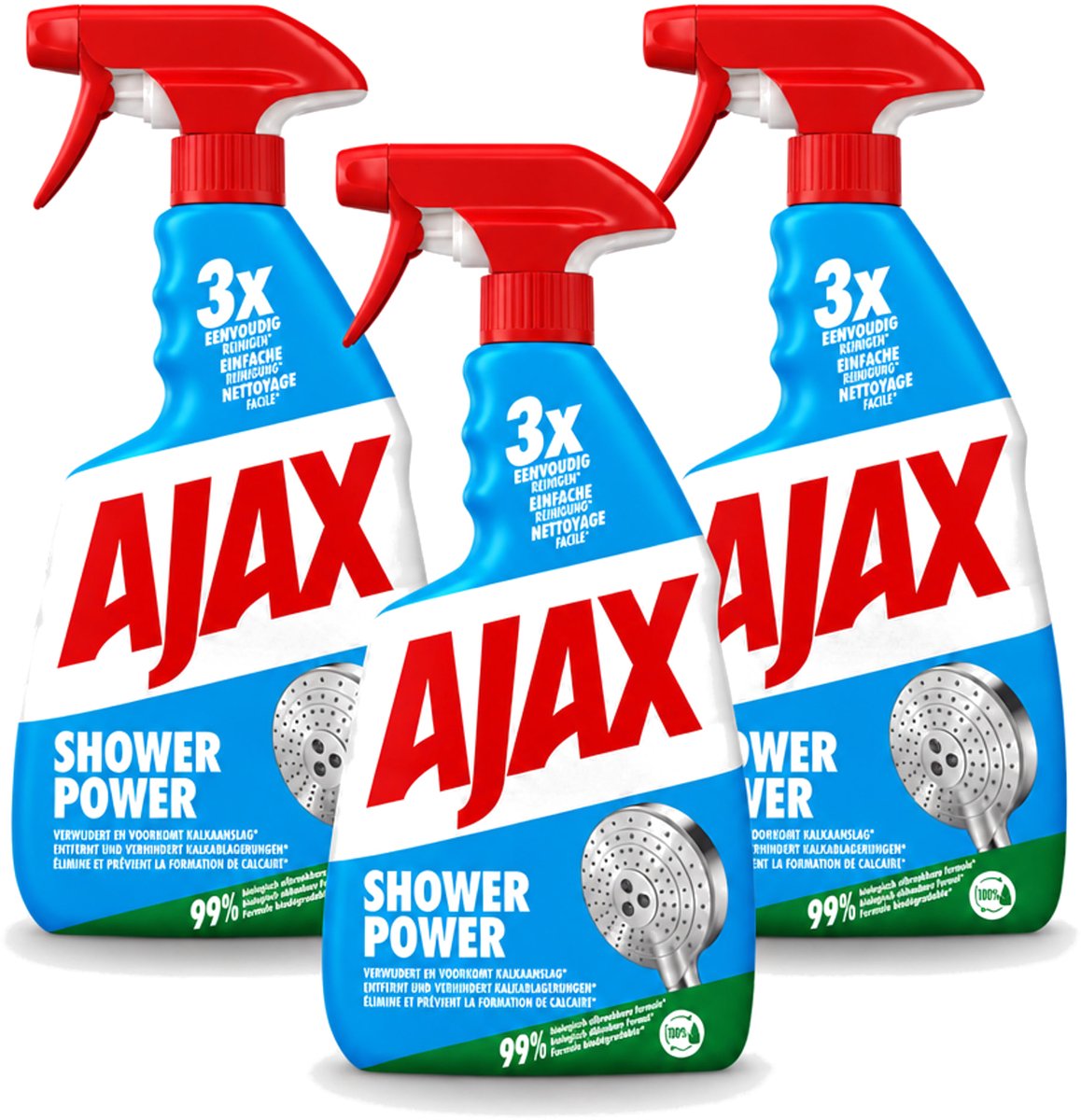 3 x Ajax – Spray – Shower Power – 750 ml - Voordeelverpakking - 3 stuks