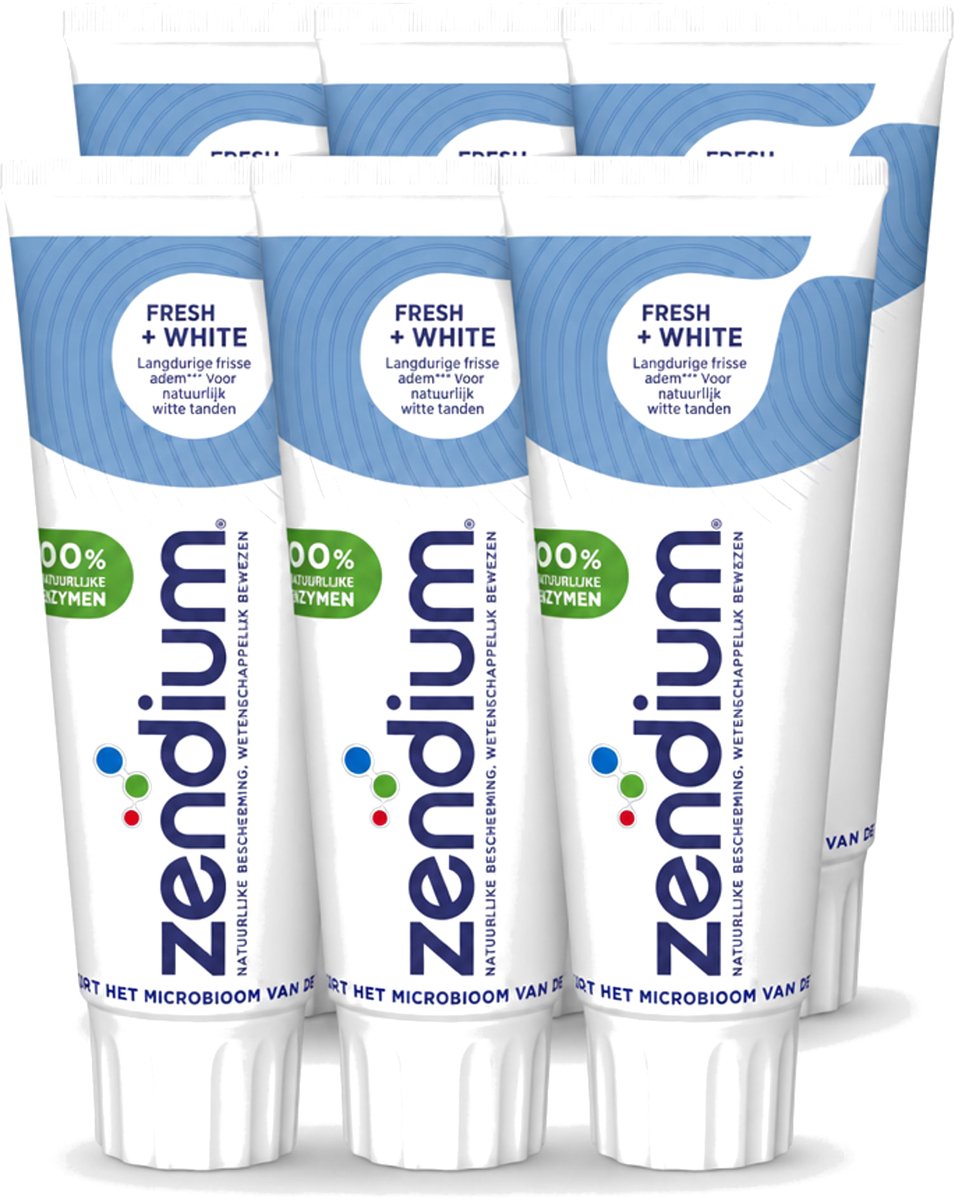 6 x Zendium - Tandpasta - Fresh+ White - 75 ml - Voordeelverpakking - 6 stuks